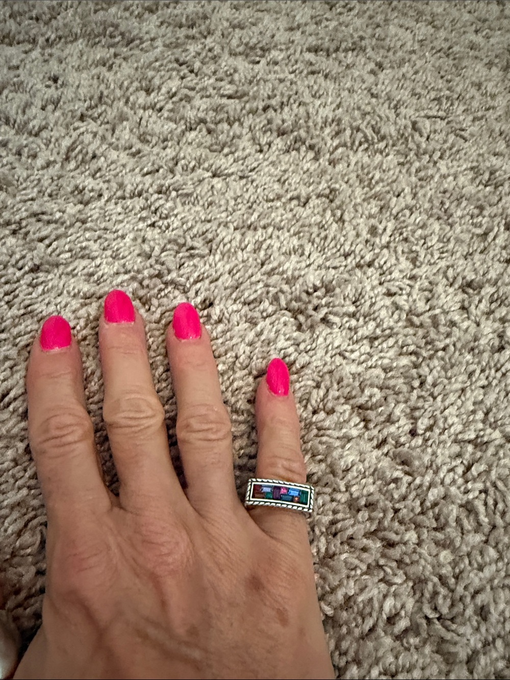 Brighton St. Michel - Multicolor Inlay Square Sterling Silver Ring - Picture 9 of 10